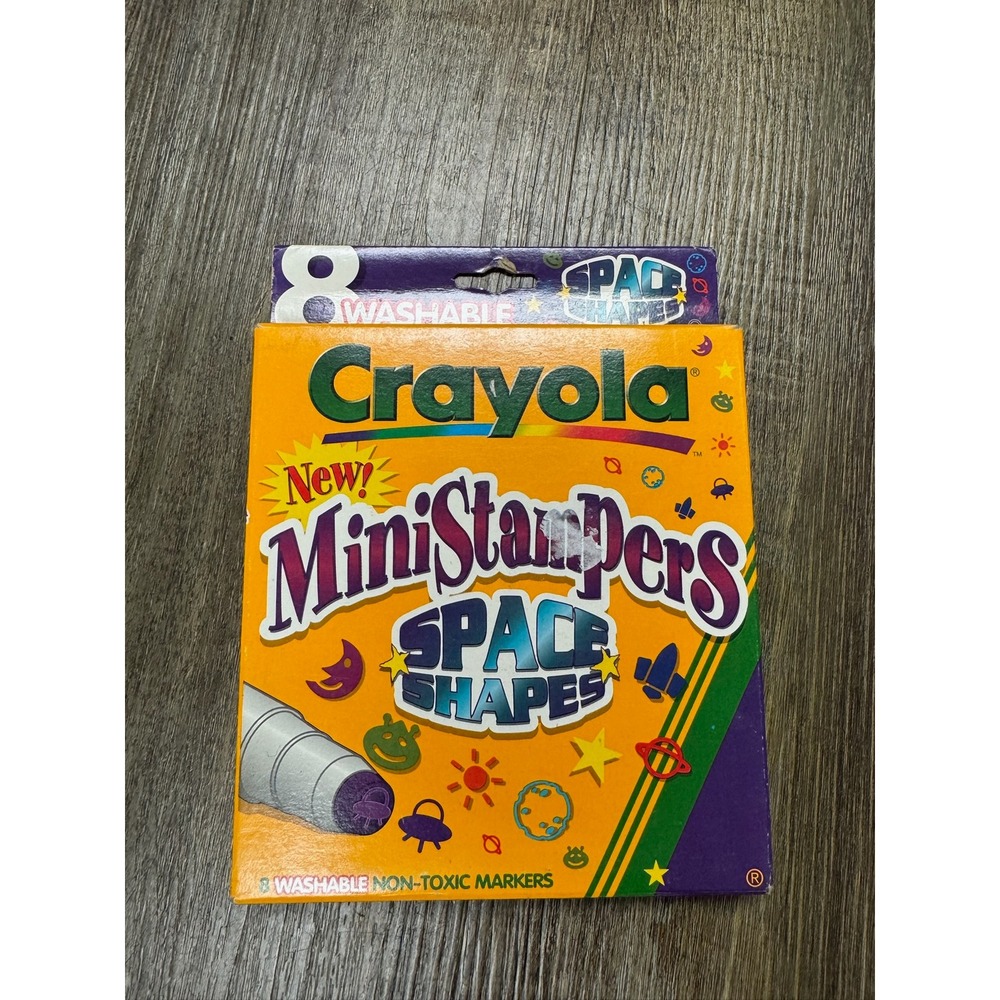 Vintage Crayola MiniStampers Space Shapes Washable Markers 8 Pack 1990s Retro